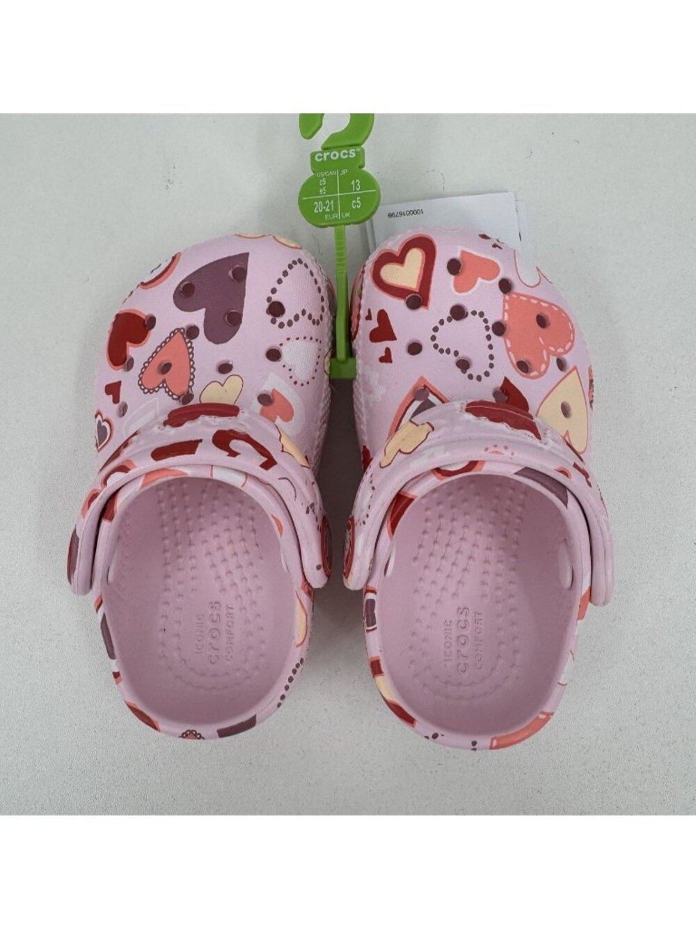 Crocs Little Girl's Classic Valentine Hearts Clogs size 5 Toddler Slip-on Shoes